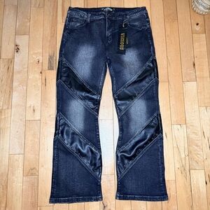 Vicious Denim Wide-Leg Jeans Black Grommet Men’s 38